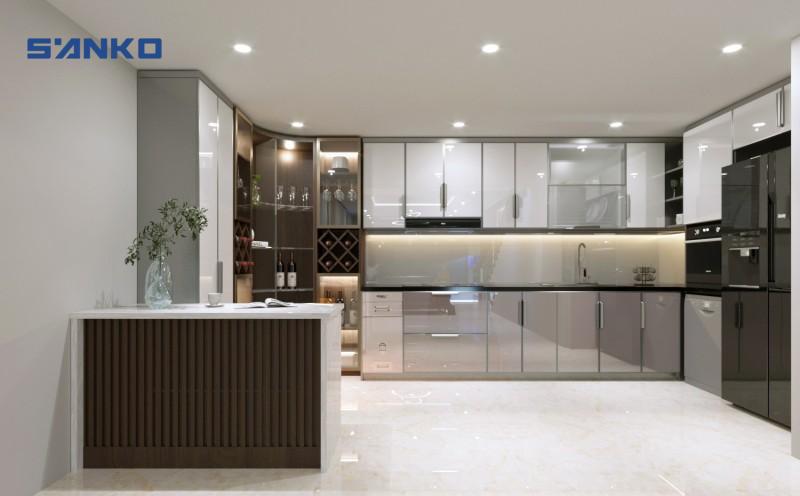 Tủ bếp nhôm kết hợp vật liệu hiện đại: Xu hướng cá nhân hóa không gian