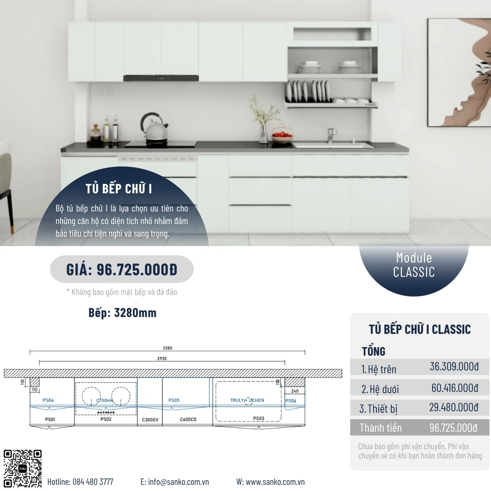 tủ bếp inox chữ i giá bao nhiêu