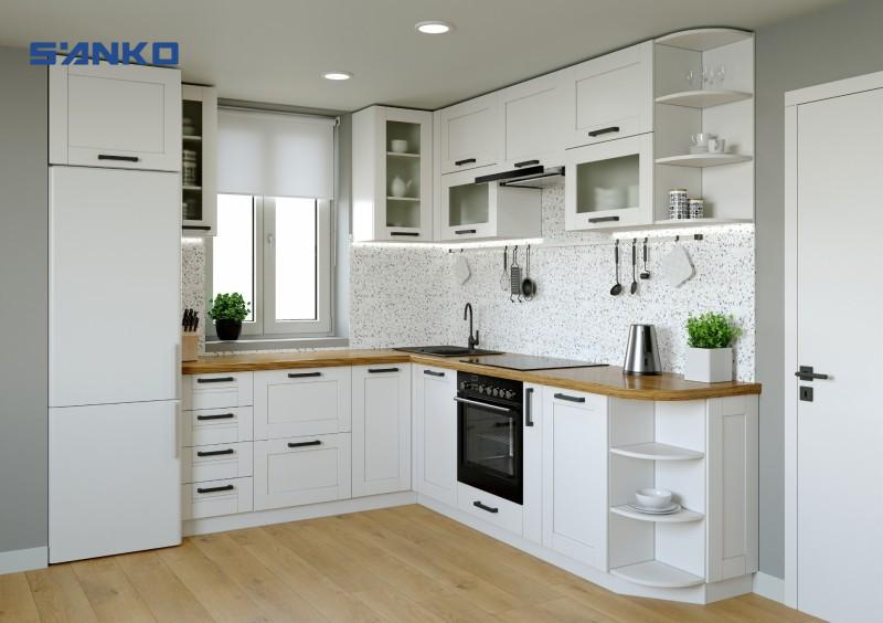 Mẫu tủ bếp gỗ công nghiệp màu trắng chữ L