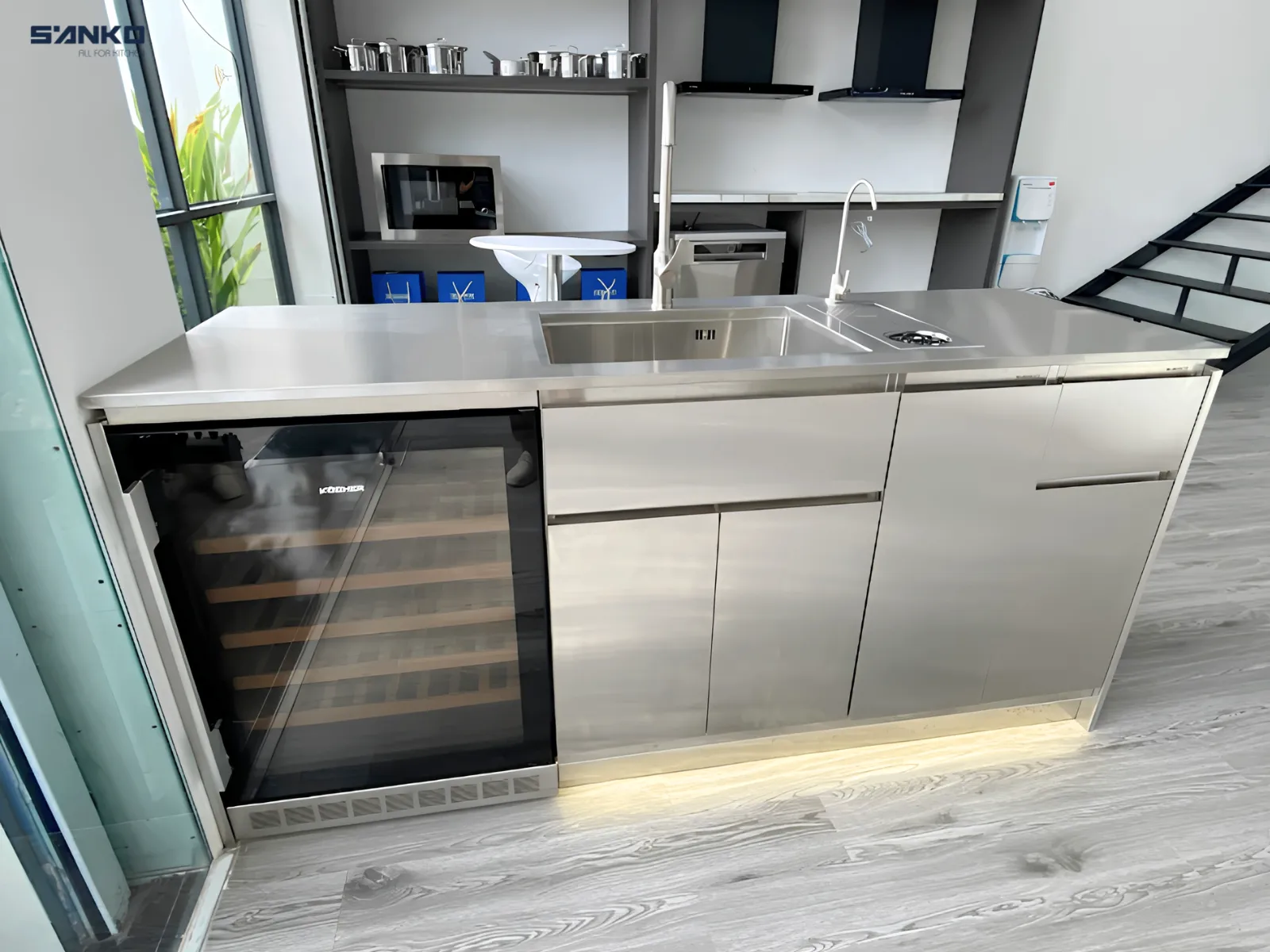 tủ bếp inox cánh inox đẹp