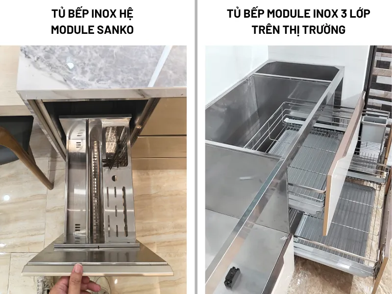 tủ bếp inox dạng module