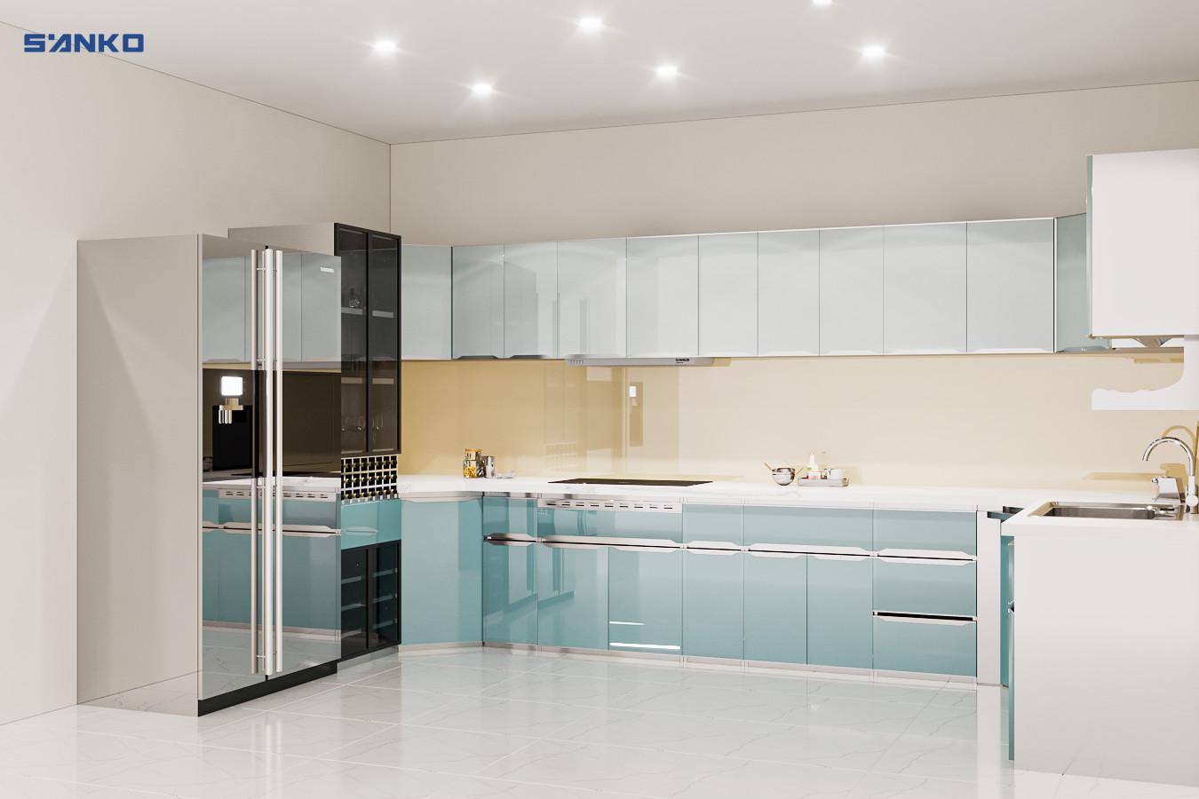 Tủ bếp inox cường lực có độ tin cậy cao Tủ bếp inox cánh kính cường lực