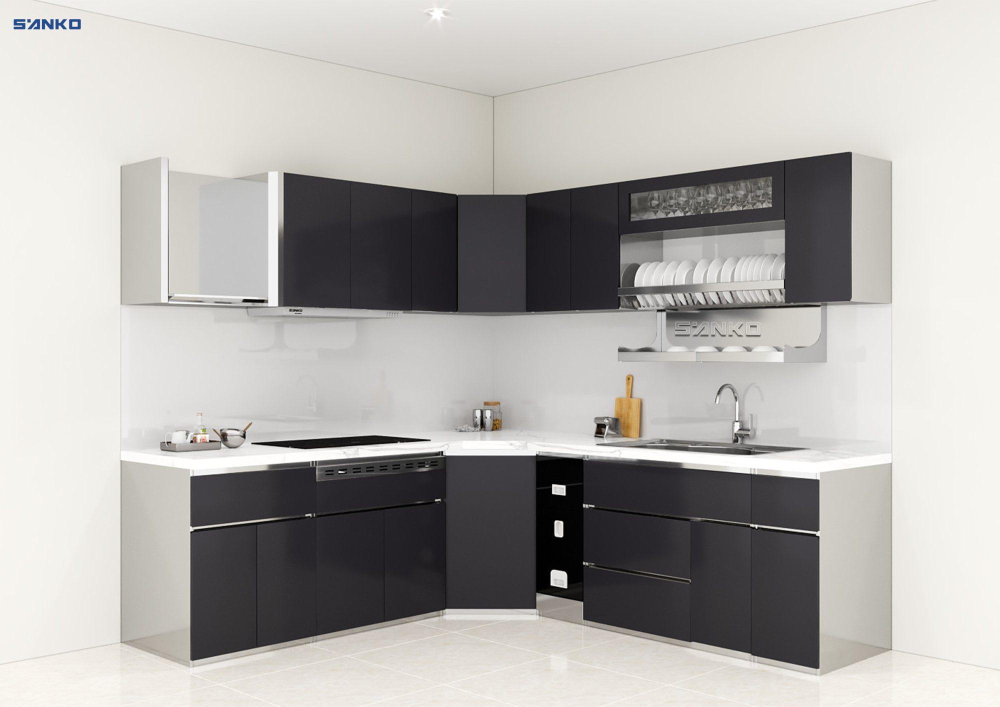 Tủ bếp inox cánh Acrylic